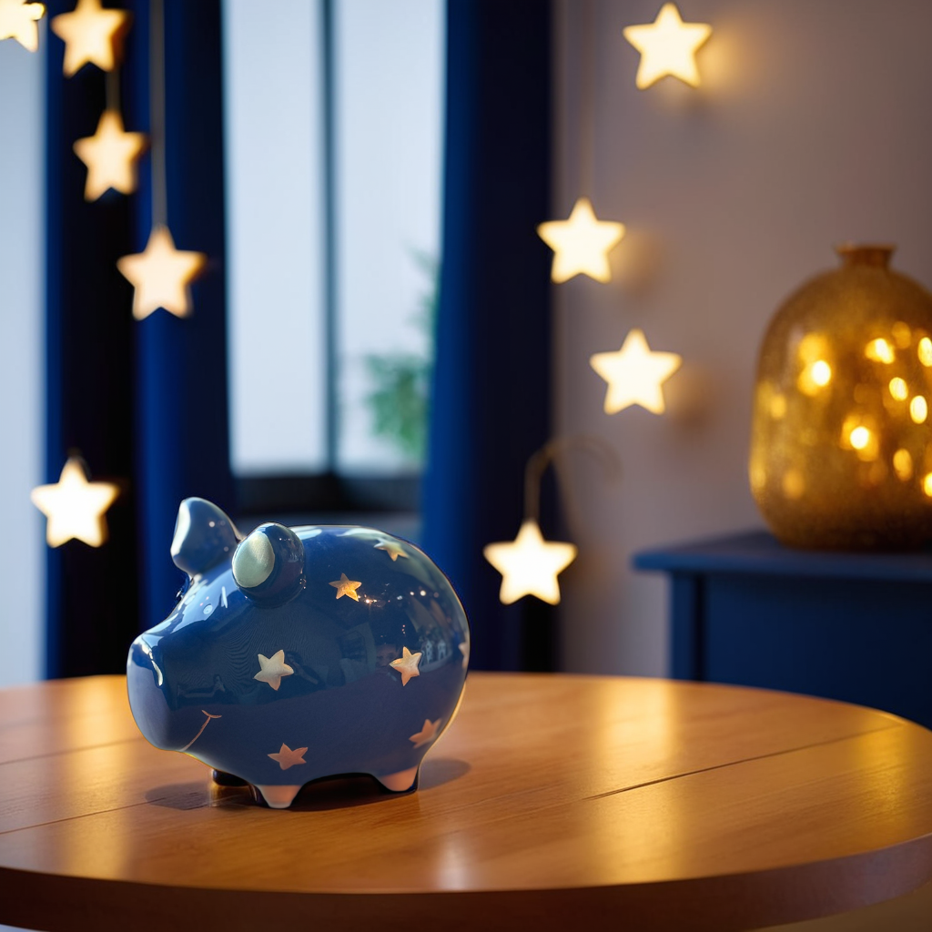 Sparschwein Company Kleinschweine Sternenzauber salvadanaio blu oro