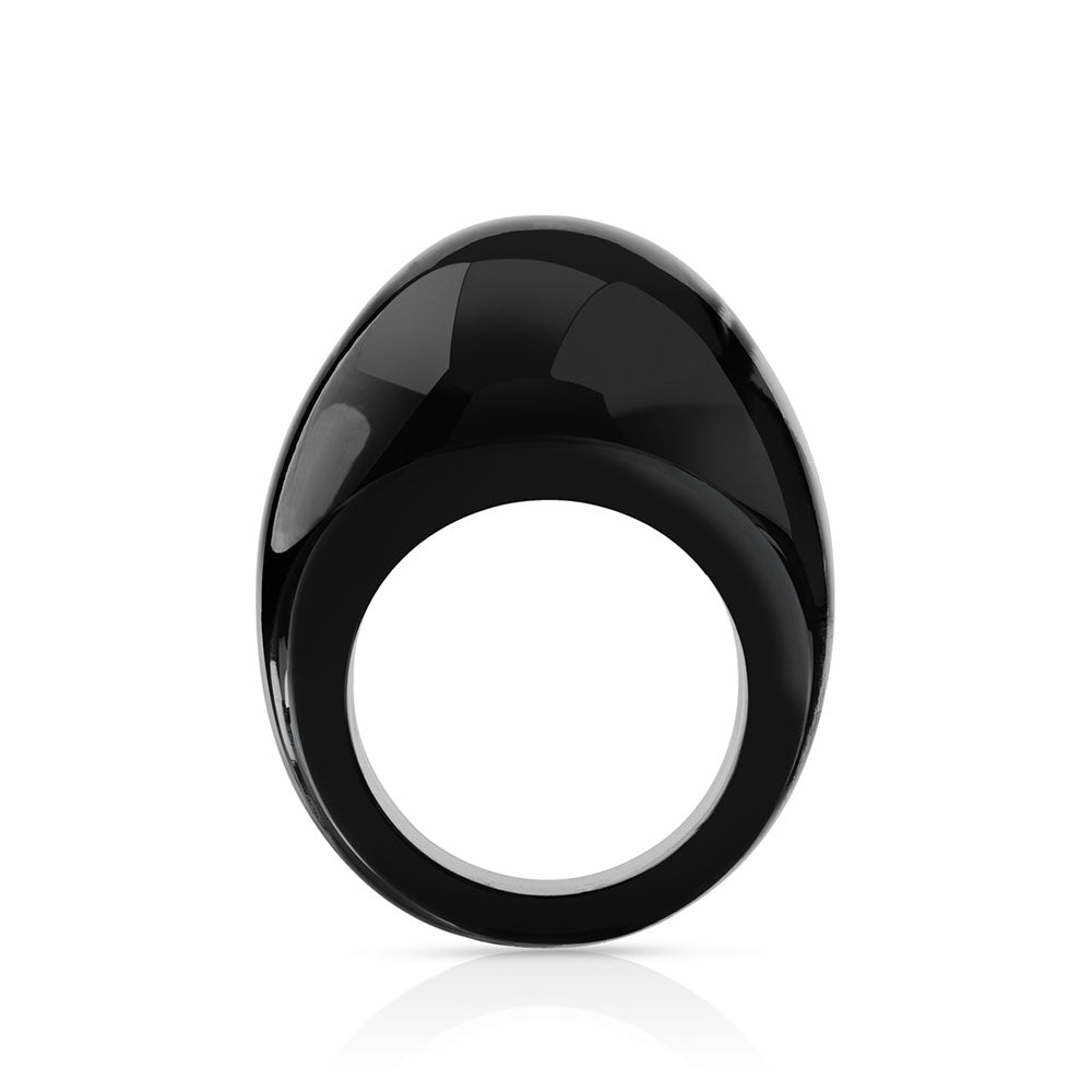 René Lalique Jewellery Cabochon anello cristallo nero