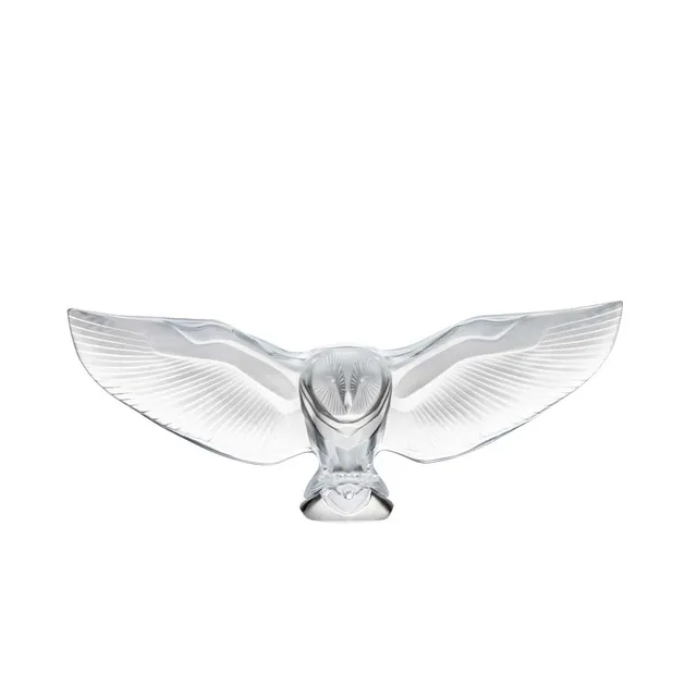 Lalique Barn Owl scultura gufo cristallo incolore