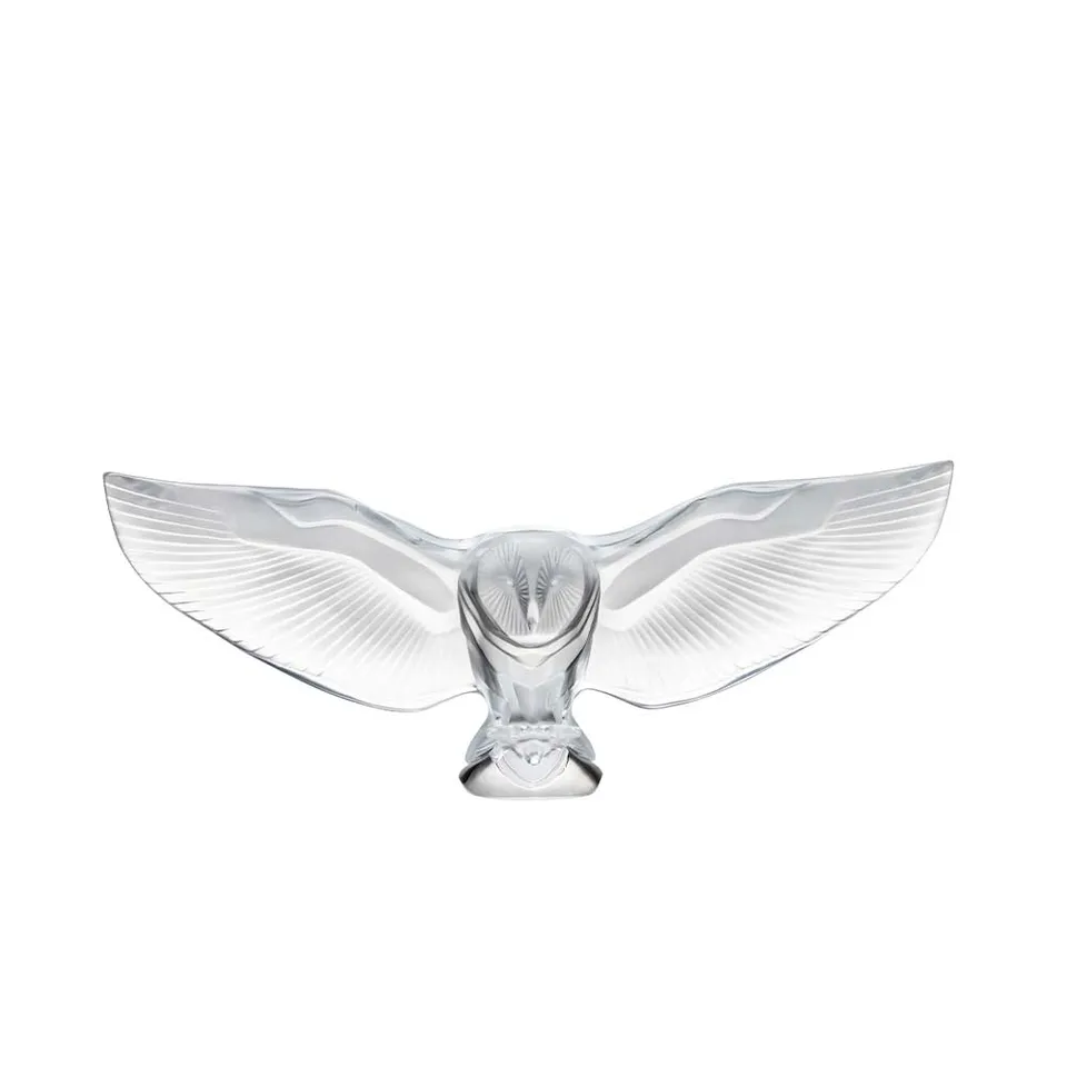 Lalique Barn Owl scultura gufo cristallo incolore