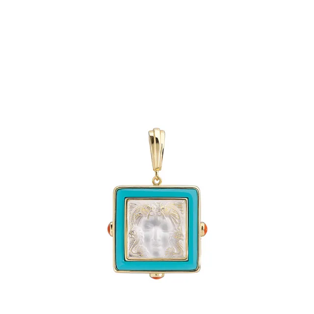 René Lalique Aréthuse pendente cristallo placcato oro