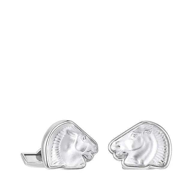 Lalique Cheval Mascottes gemelli palladio cristallo