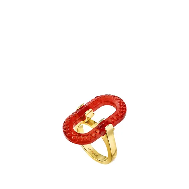 Lalique Empreinte Animale anello cristallo rosso misura 51