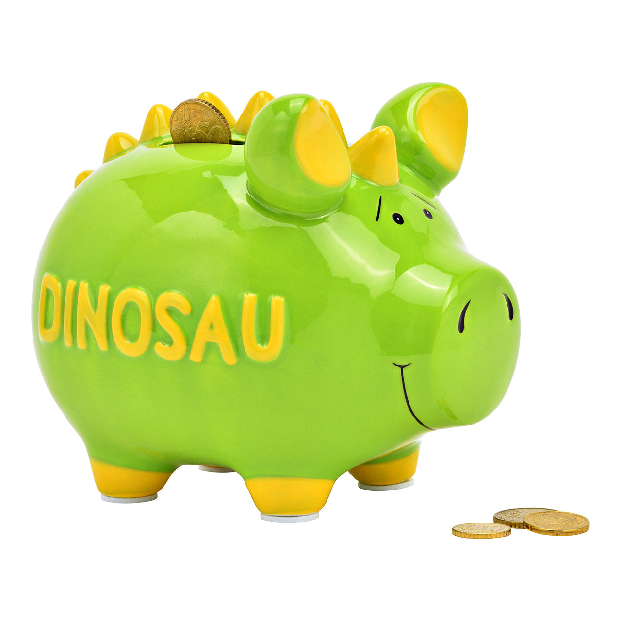 Sparschwein Dinosau salvadanaio maiale ceramica verde
