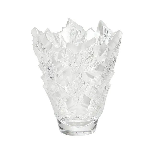 Lalique Champs-Élysées vaso cristallo incolore foglie incise