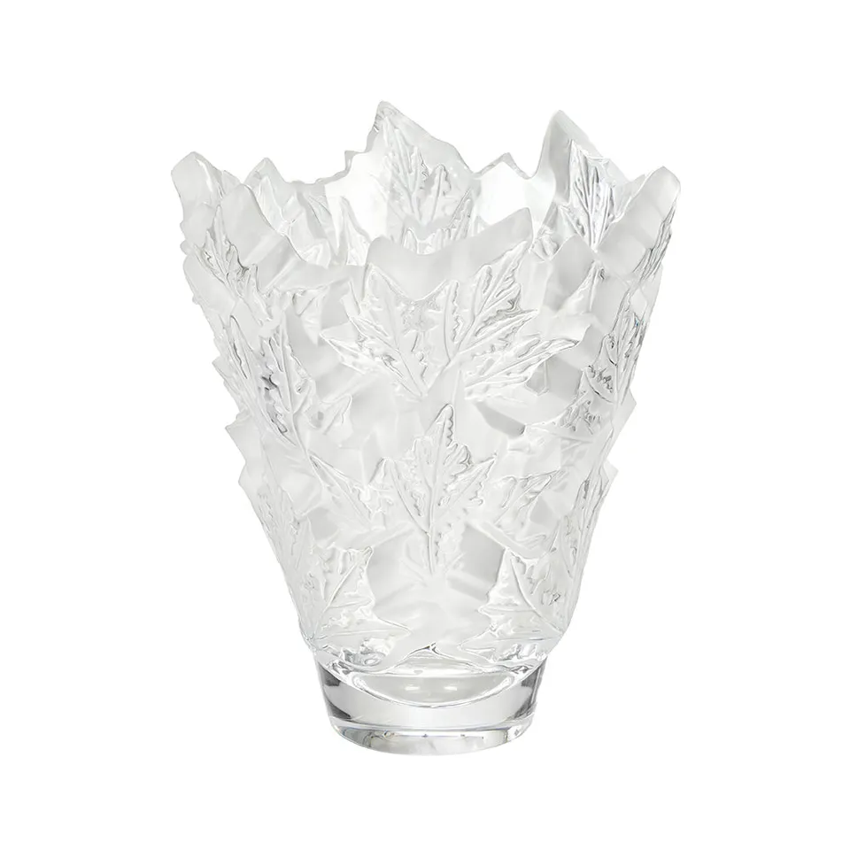 Lalique Champs-Élysées vaso cristallo incolore foglie incise