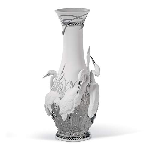 Lladró Vaso Aironi Cinerini vaso porcellana lustro argento