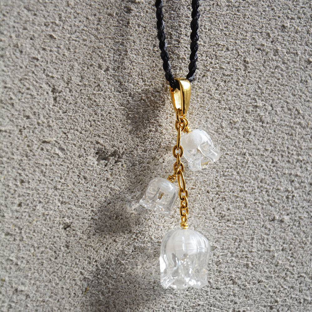 Lalique Muguet Ciondolo Cristallo Oro 3 Elementi