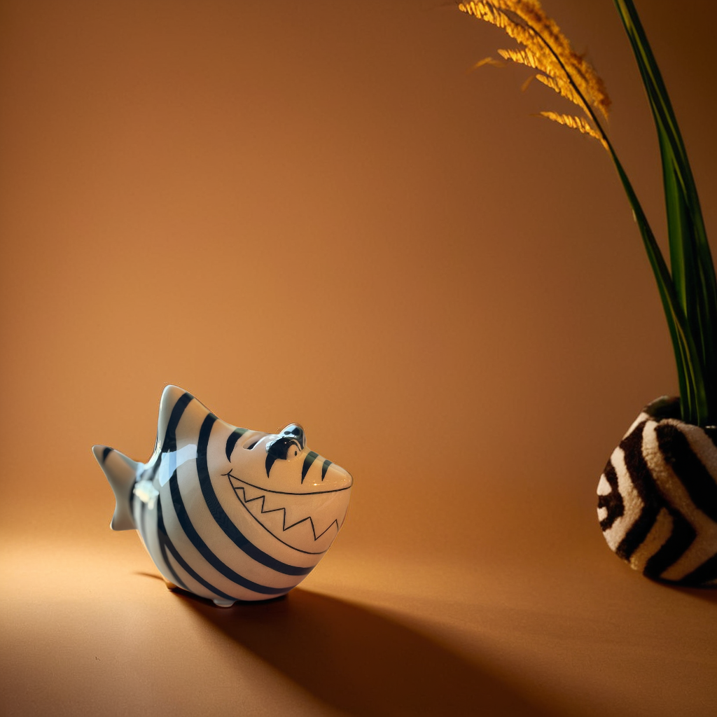 Sparschwein Company Zebra salvadanaio squalo piccolo bianco nero