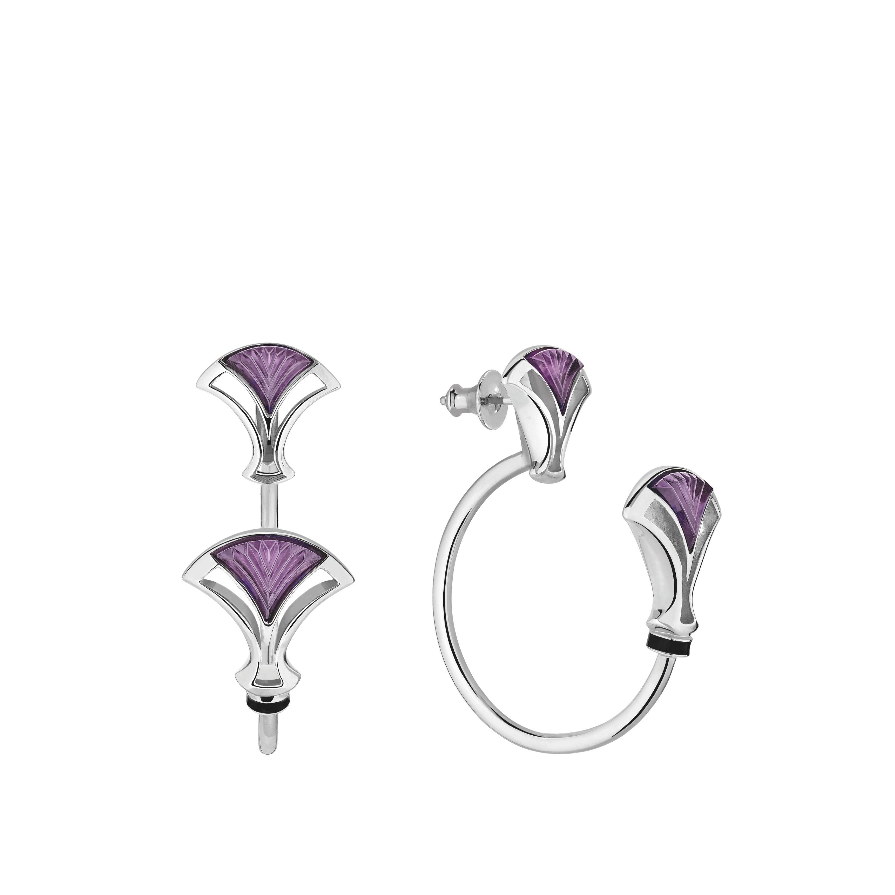 Lalique Larcade orecchini cerchio argento viola