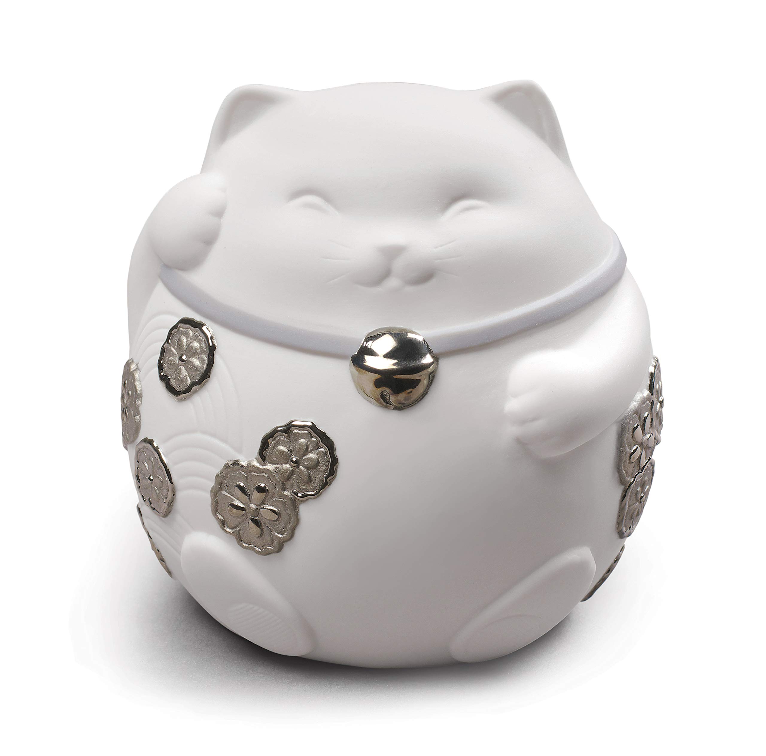 Lladró Maneki Neko I figurina gatto porpora lustro argento