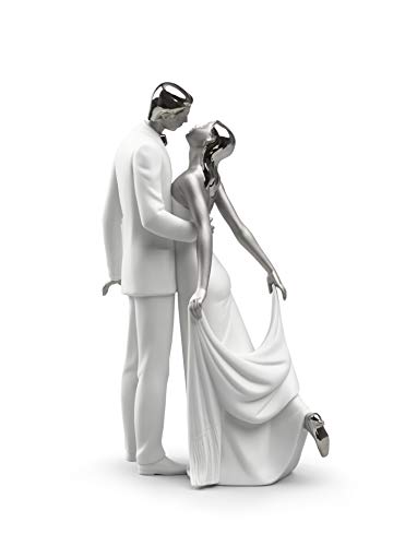 Lladró Sculture Coppia Felice Anniversario Figurina Lustro Argento