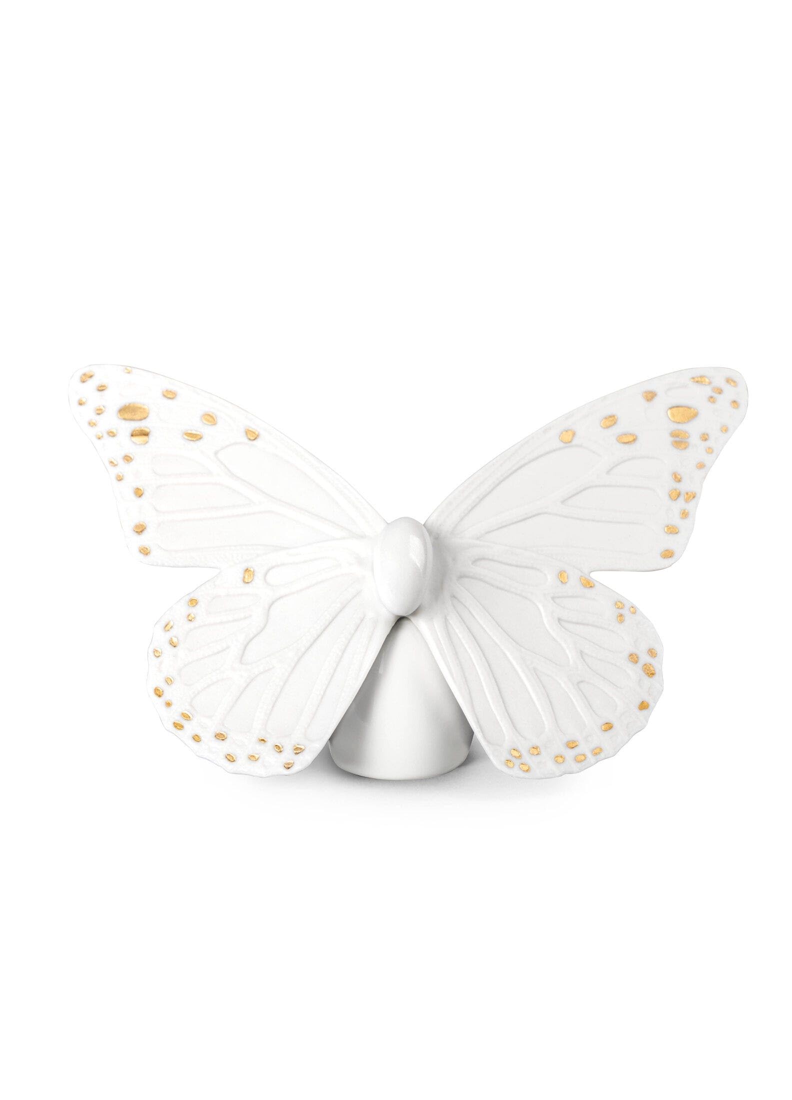 Lladró Farfalla figurina porcellana oro lucido e bianco