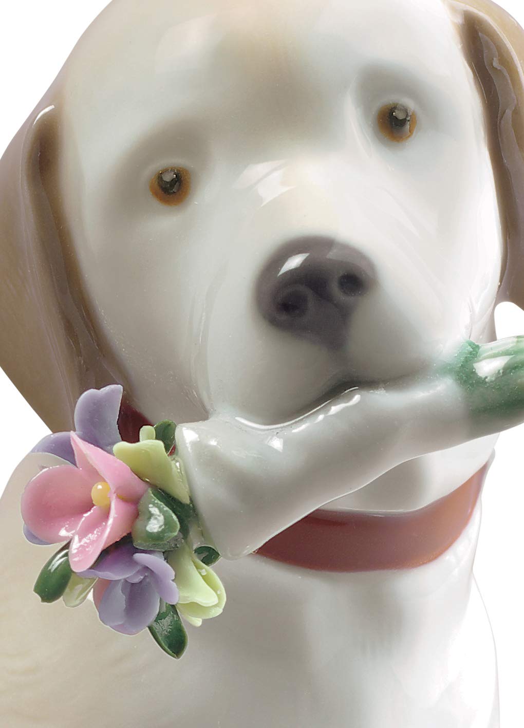 Lladró Sculture Questi Fiori Sono Per Te statuetta cane porcellana lucida