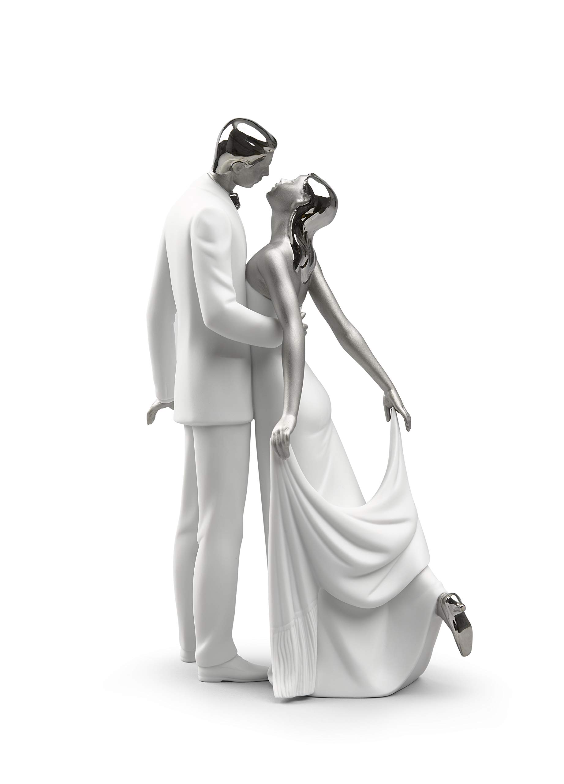 Lladró Sculture Coppia Felice Anniversario Figurina Lustro Argento
