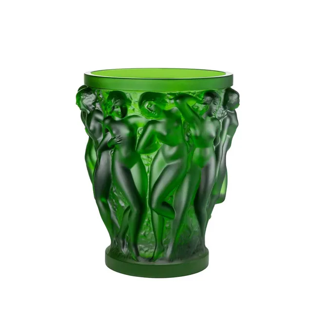 René Lalique Bacchantes vaso cristallo verde Amazone taglia M