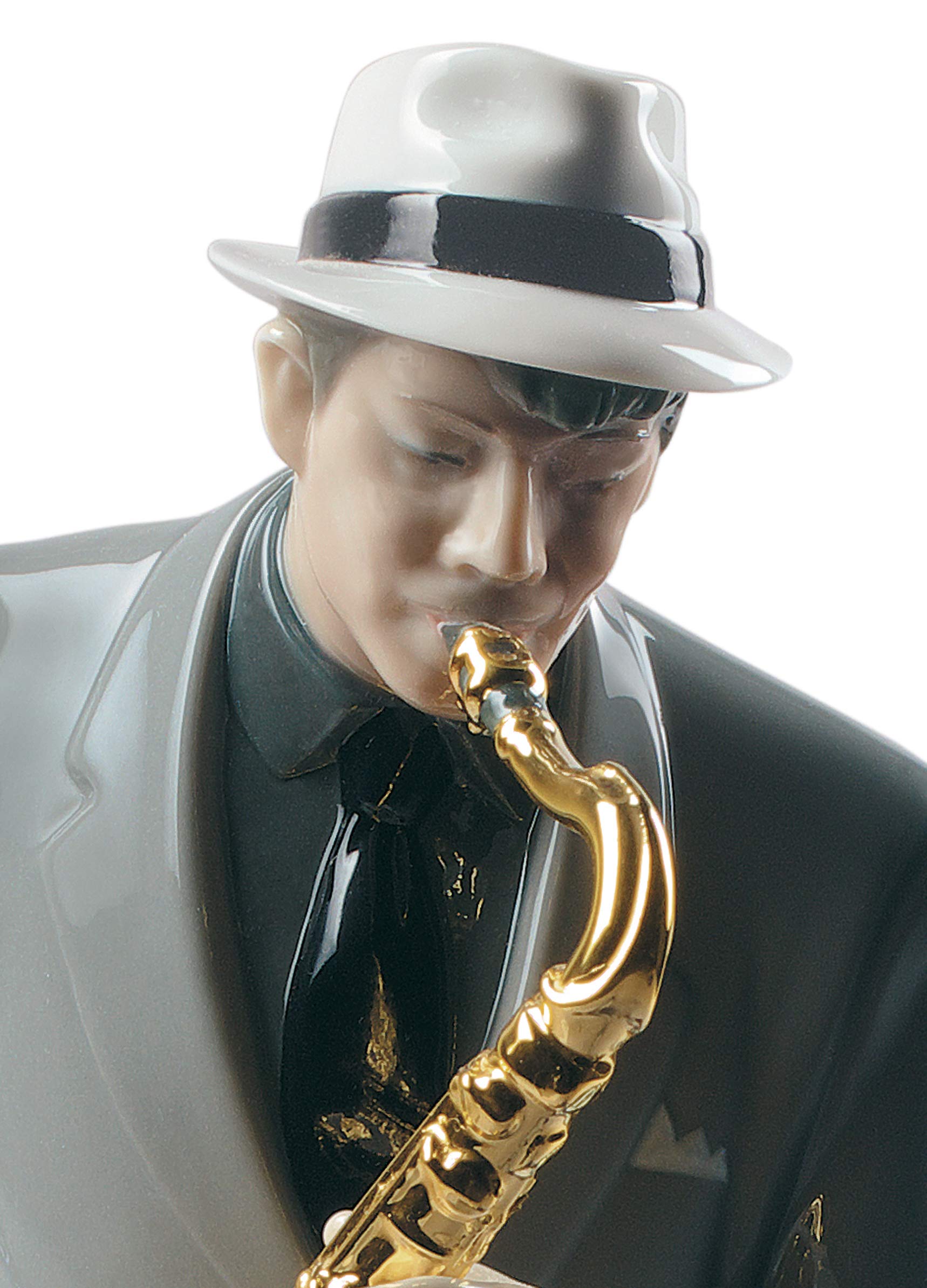 Lladró Sassofonista Jazz Figurina Porcellana Musica Artigianale