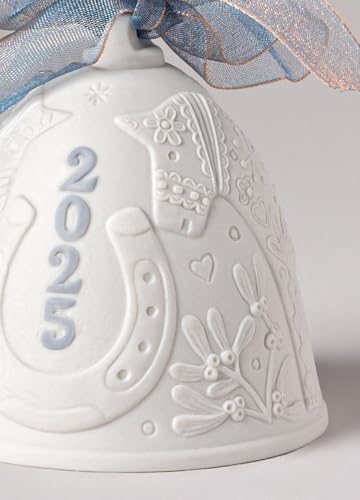 Lladró Campana Natale 2025 Blu ornamento porcellana opaca