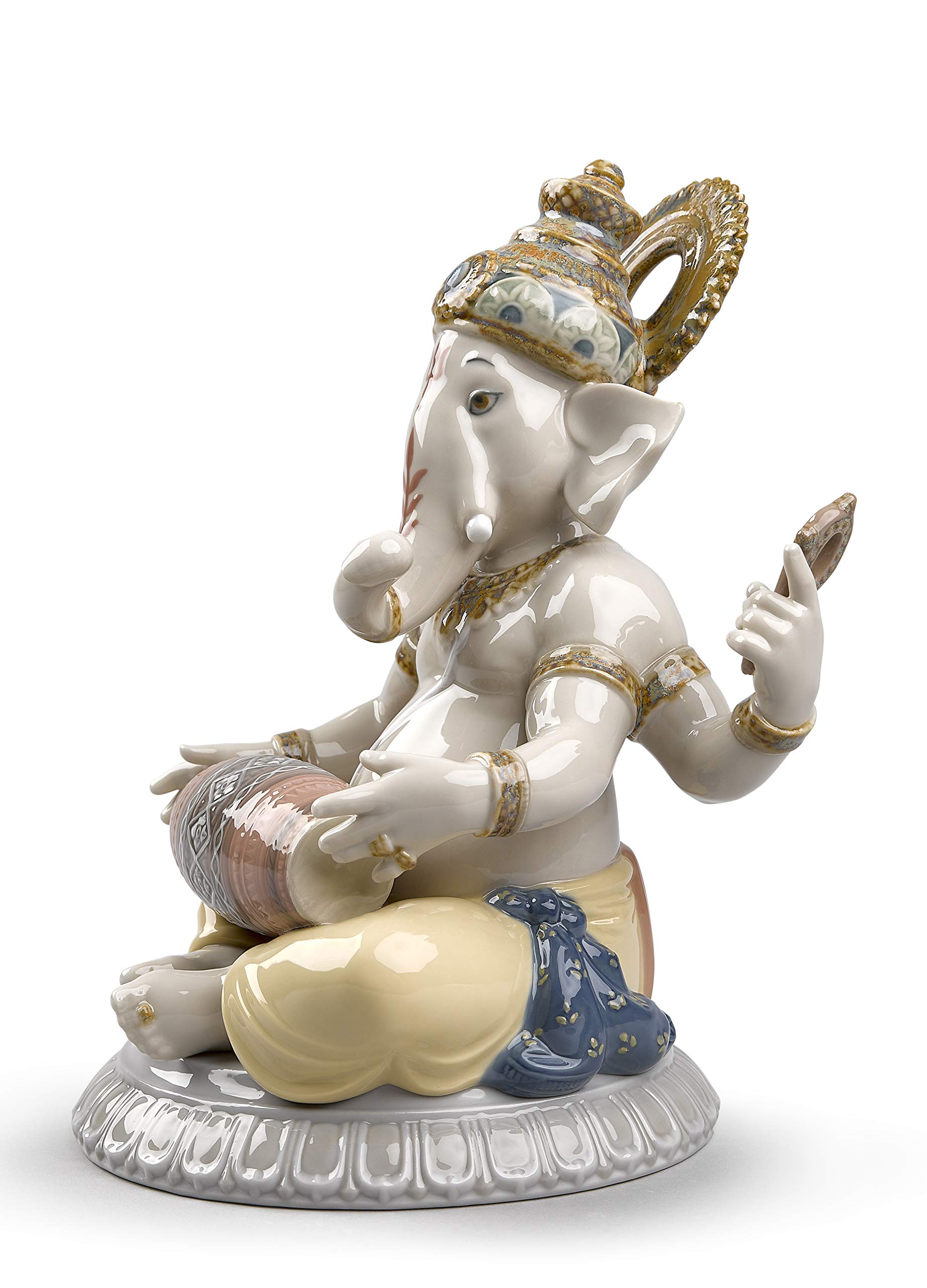 Lladró Sculture Ganesha con Mridangam statuetta porcellana