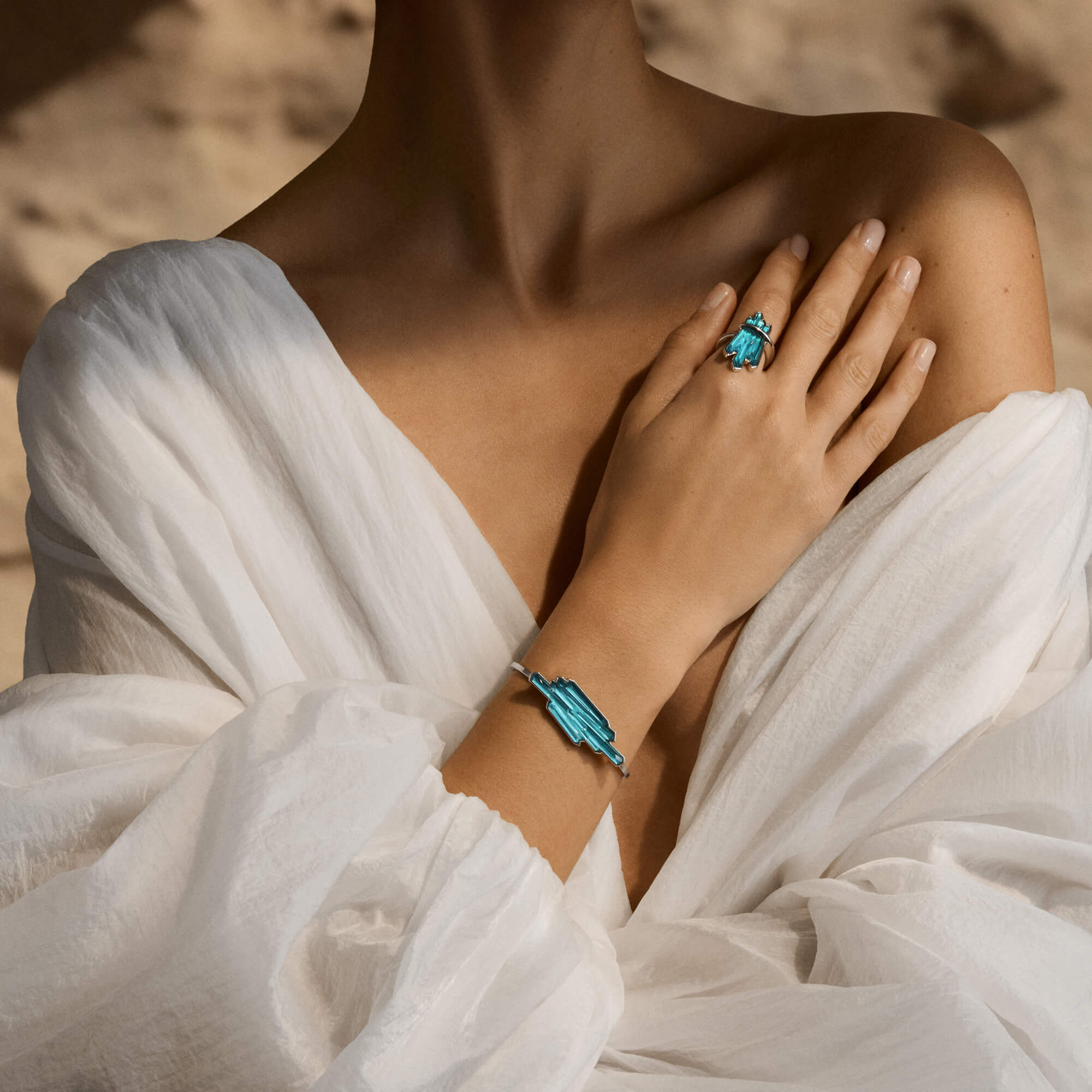 Lalique Jewellery Terramineral bracciale rigido blu taglia S