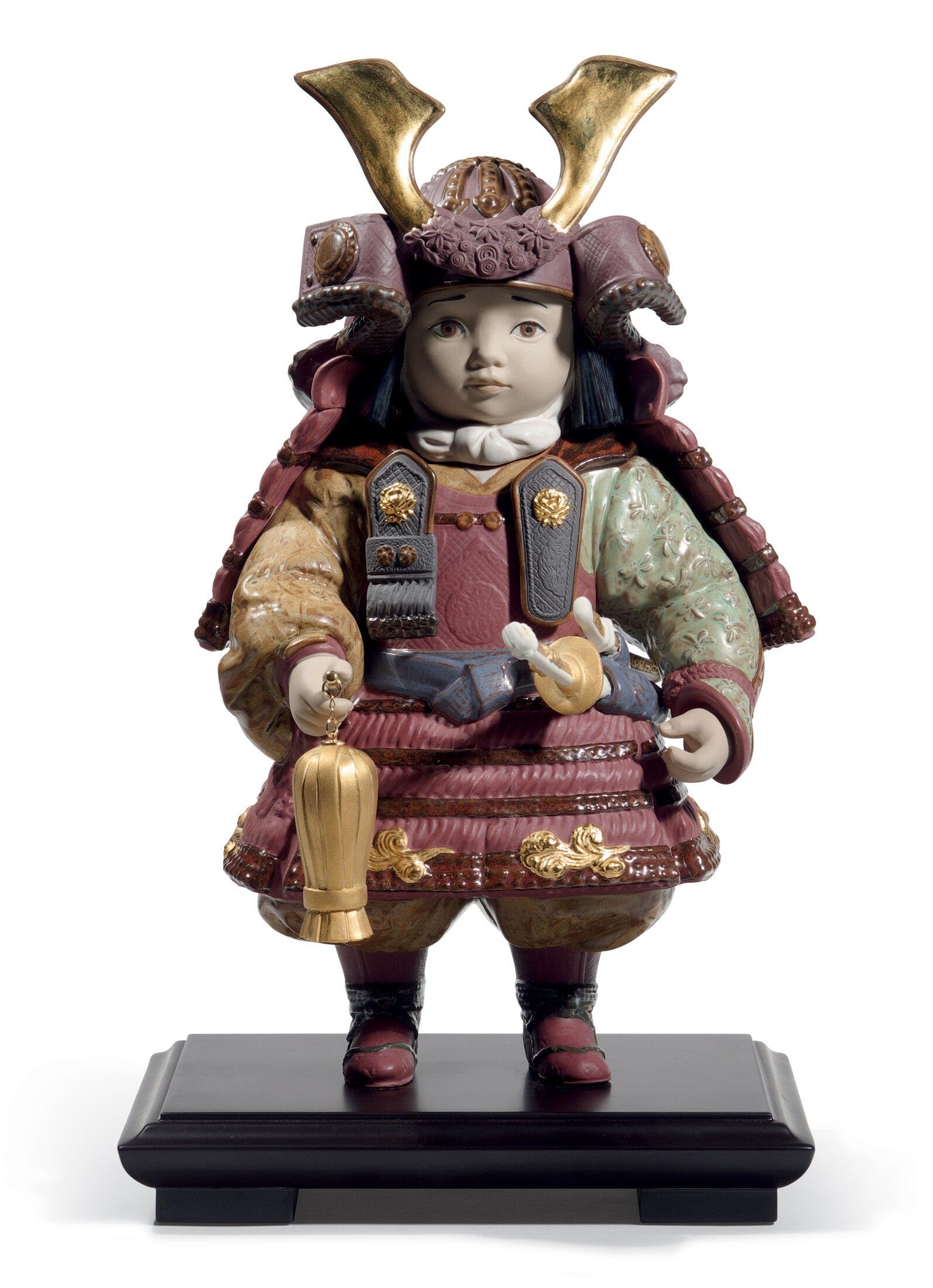 Lladró Alta Porcellana Bambino Samurai figurina lustro oro