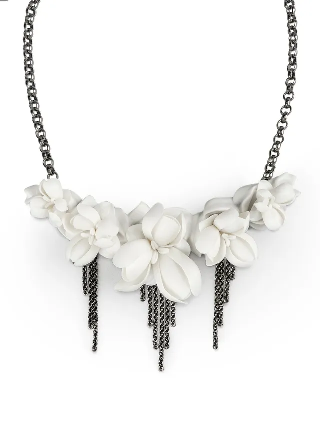 Lladró Gioielli Orchidea Collana in porcellana fiore bianco