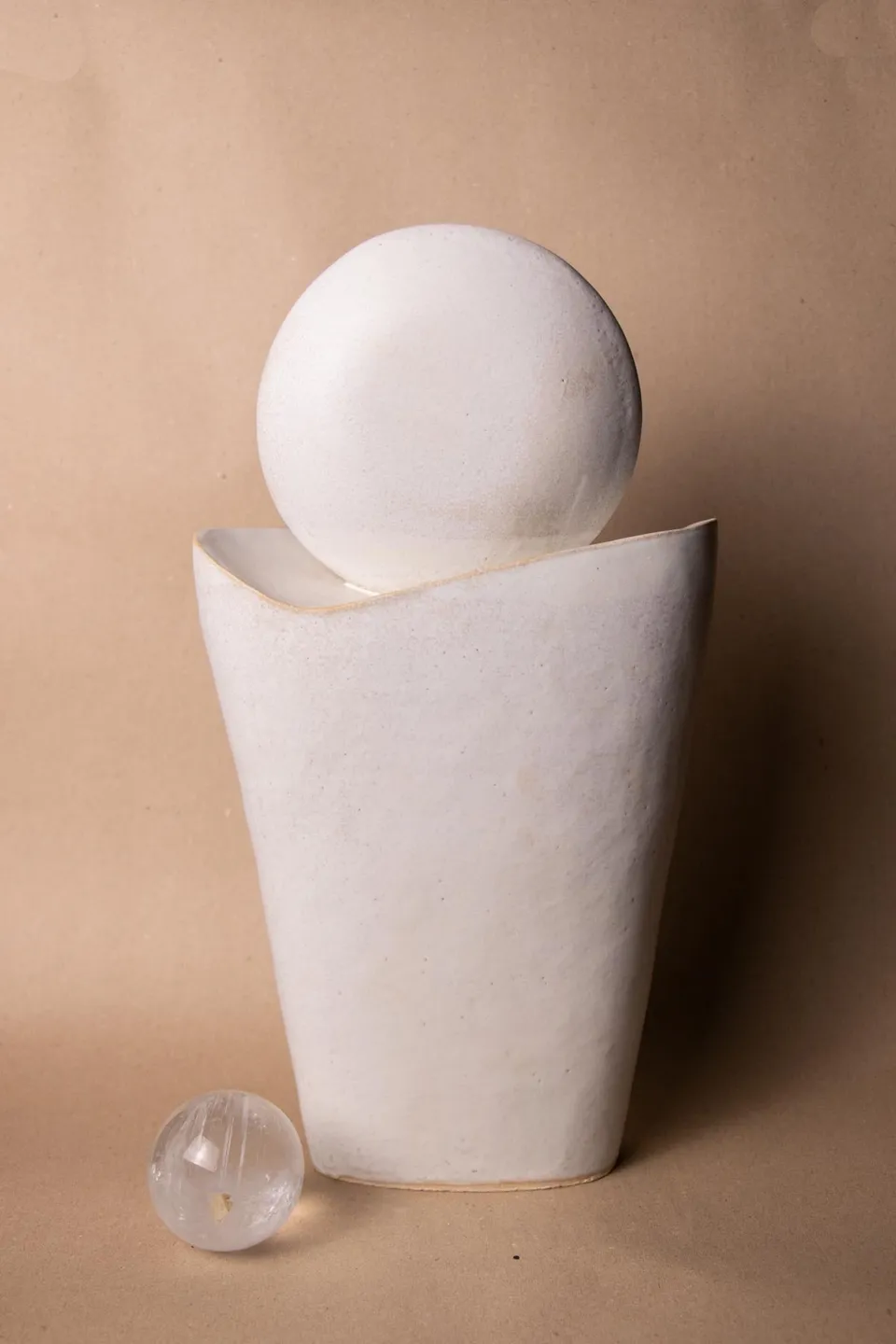 ClaireLune Serie Luna Luna Piena I scultura grès bianco 37cm