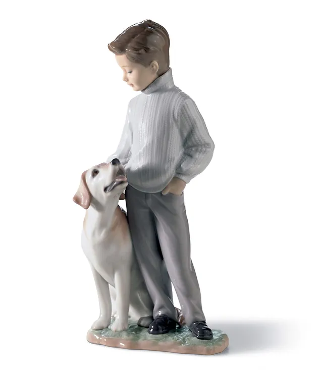 Lladró Sculture Amico Fedele Figurina Bambino Cane