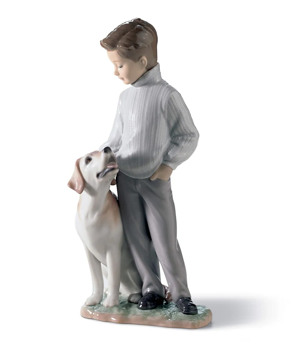 Lladró Sculture Amico Fedele Figurina Bambino Cane
