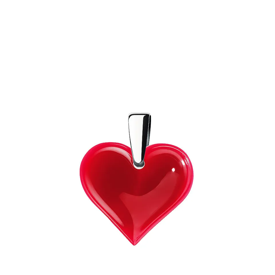 Lalique Amoureuse Beaucoup Pendente Cuore Rosso Argento