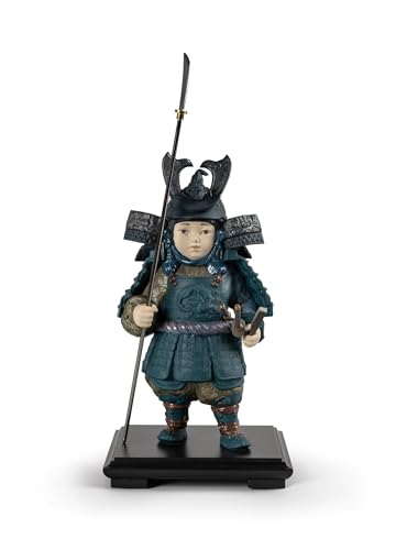 Lladró Sculture Bambino Samurai statuetta blu