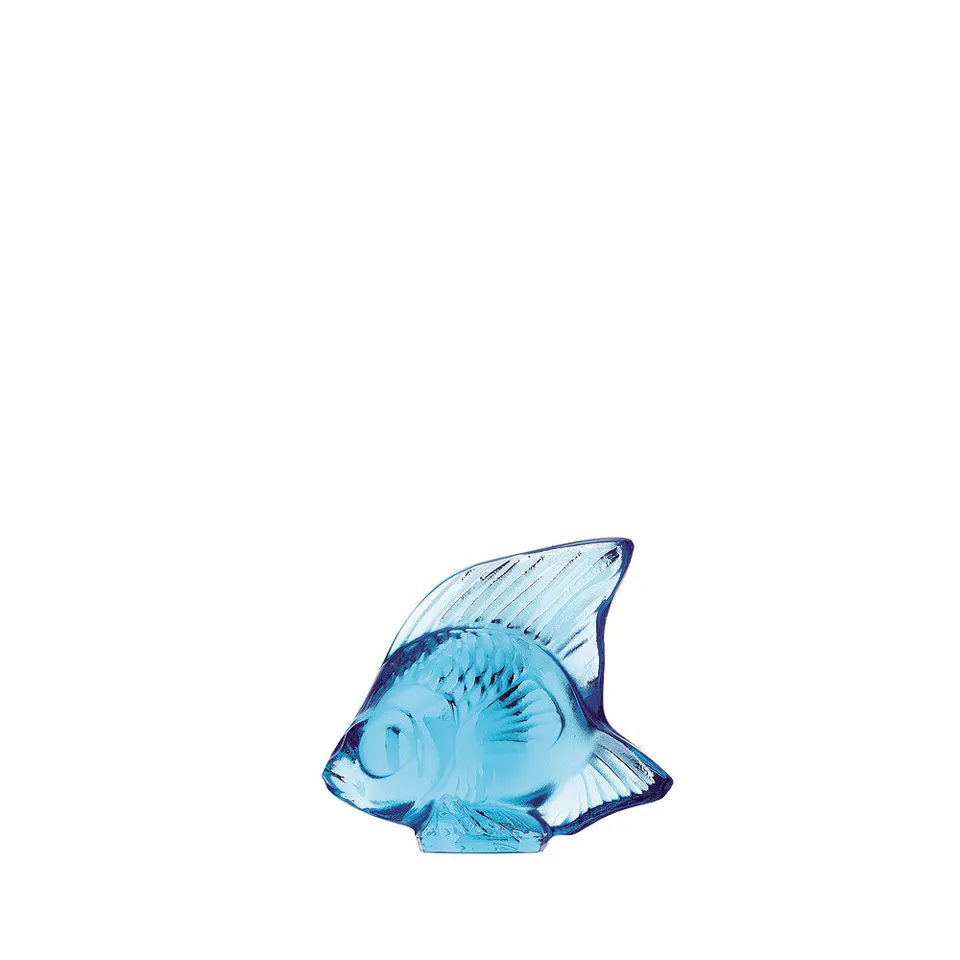Lalique Fish scultura pesce azzurro taglia S