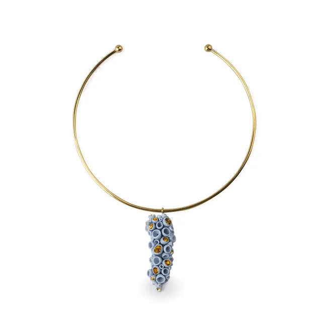 Lladró Coral Reef Collana Porcellana Azzurro e Oro