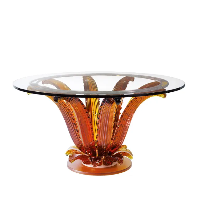 René Lalique Cactus Tavolo Rotondo Cristallo Ambra