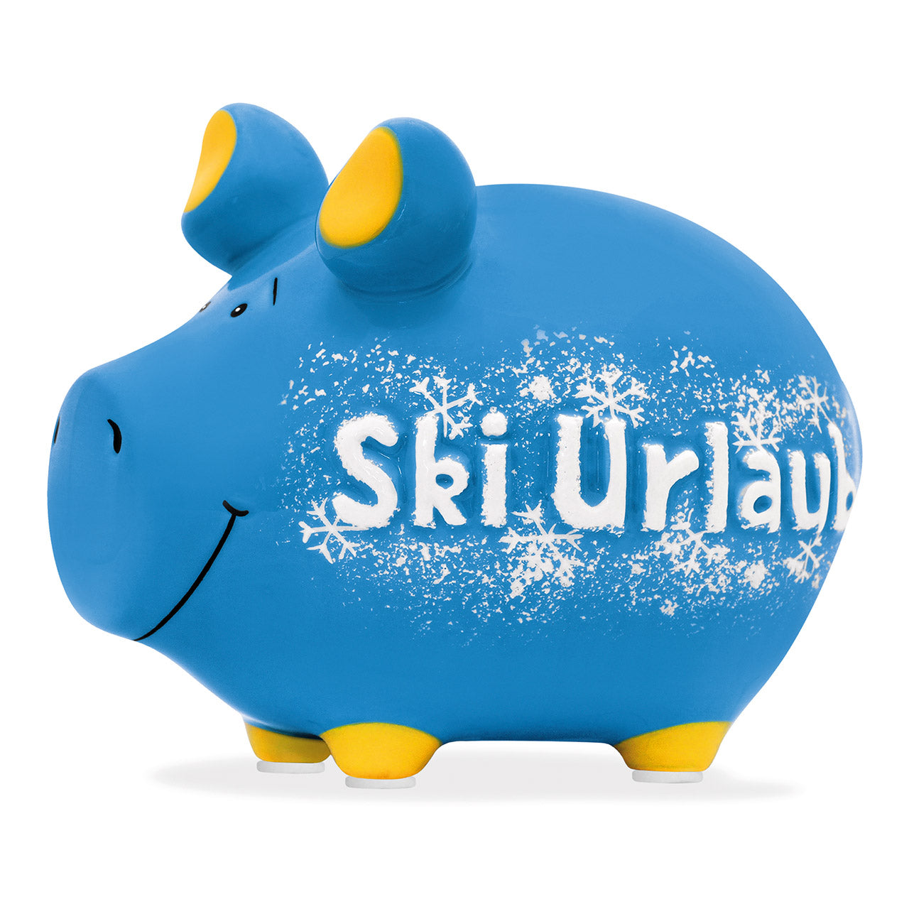 Sparschwein Company Kleinschweine Ski Urlaub salvadanaio ceramica blu piccolo