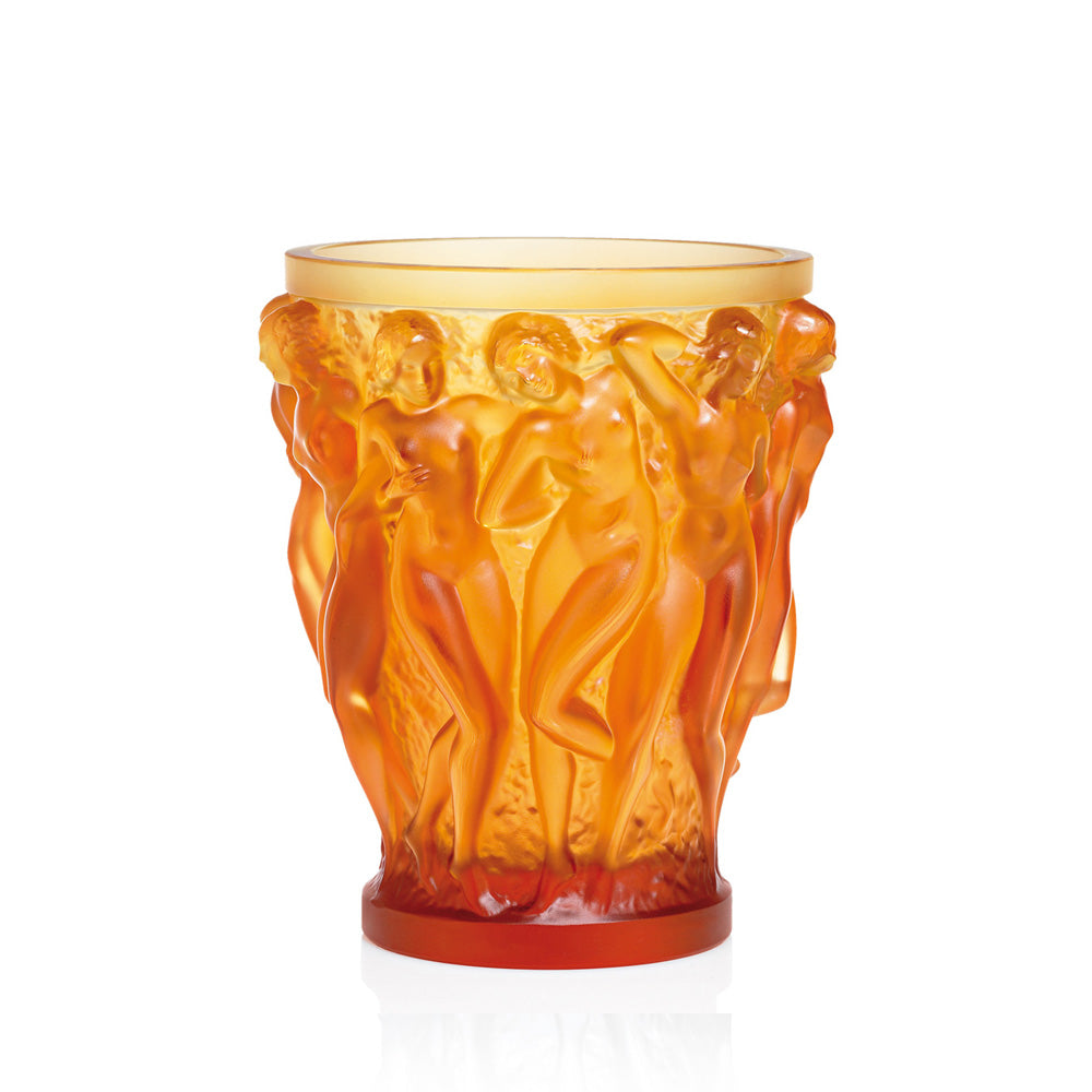 Lalique Bacchantes vaso ambra cristallo Taglia M