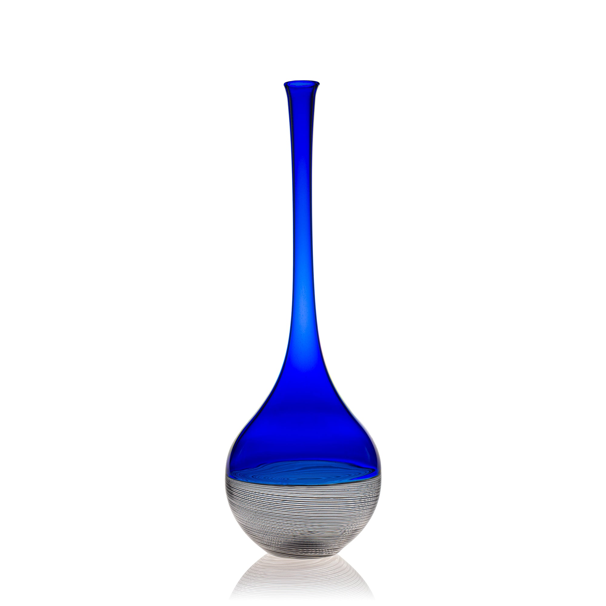 Vaporetto Sonetto vaso vetro Murano 28 cm blu filigrana