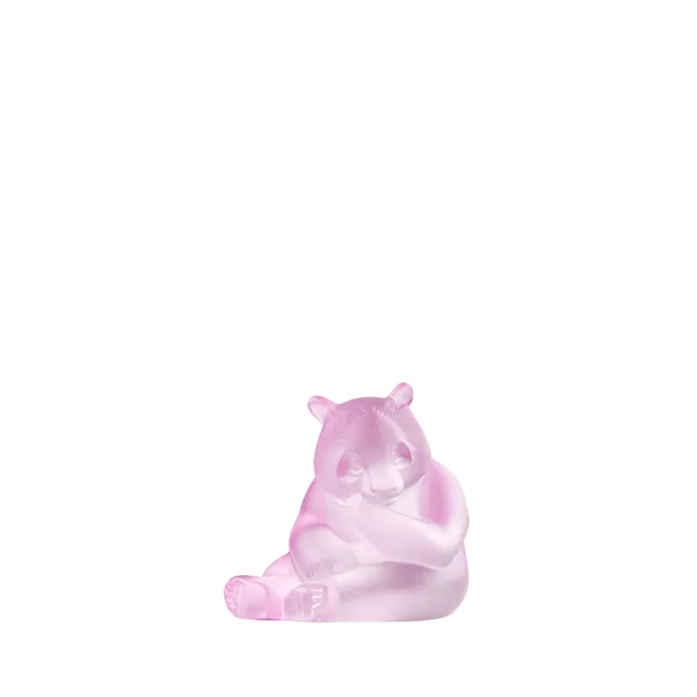 Lalique Panda scultura cristallo rosa Rose Nebula
