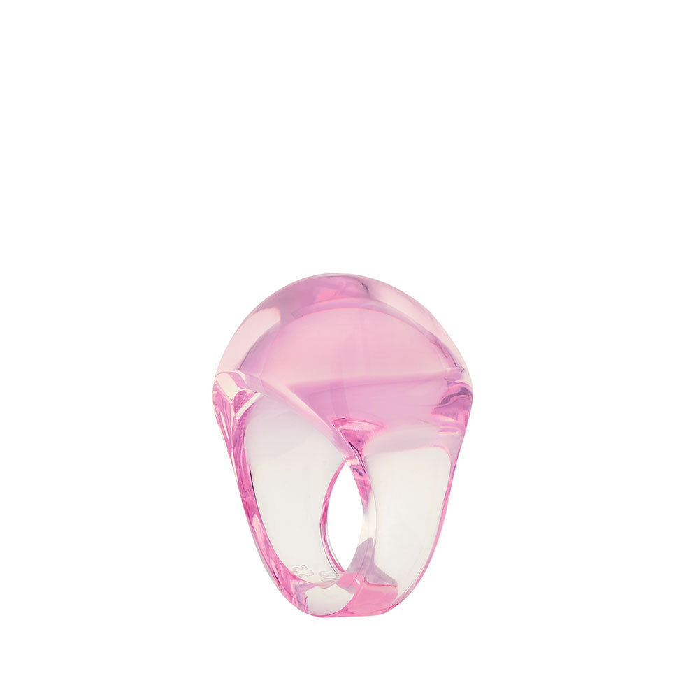 René Lalique Cabochon Anello Cristallo Rosa Misura 49