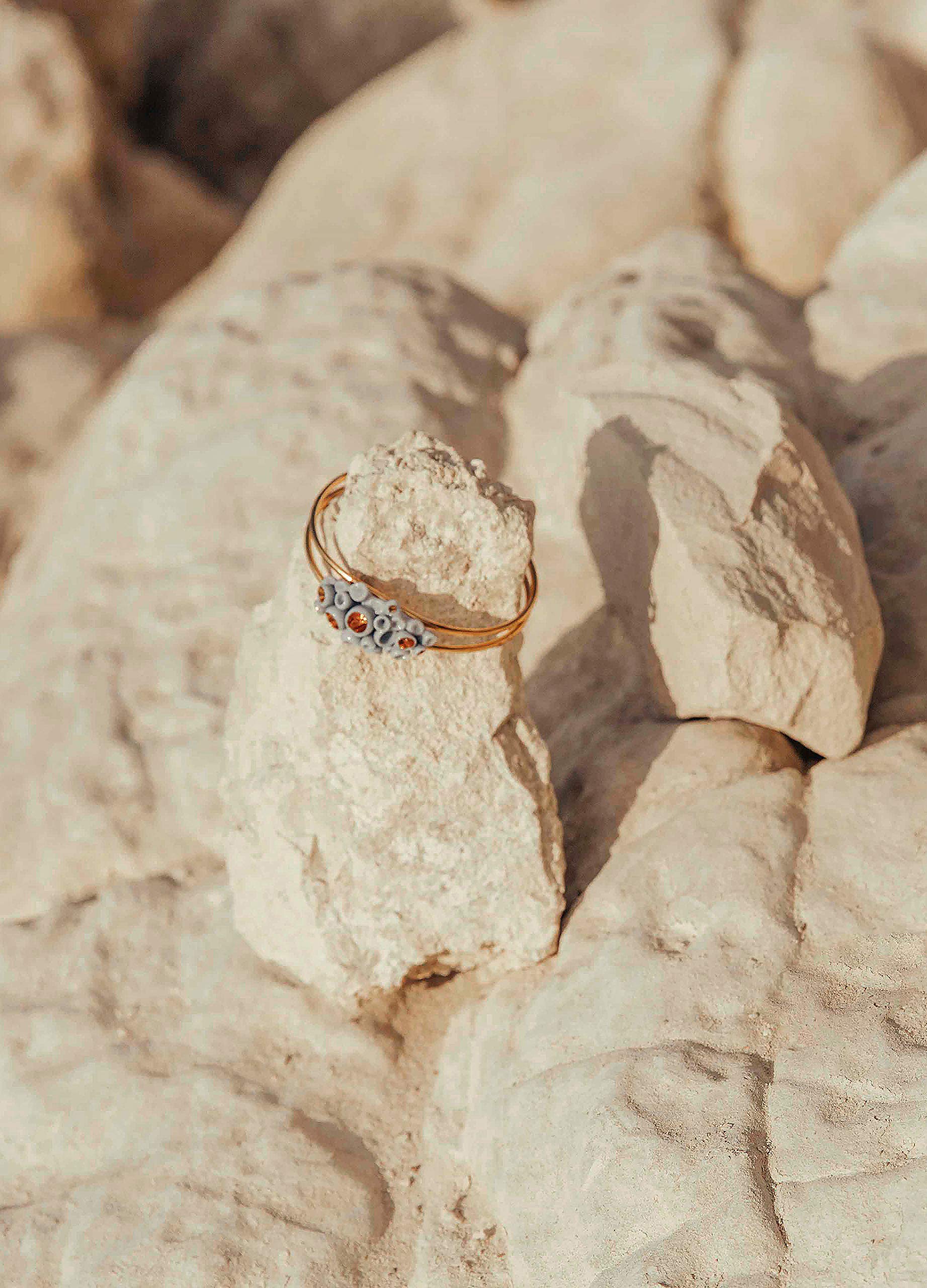 Lladró Gioielli Coral Reef braccialetto porcellana azzurro oro