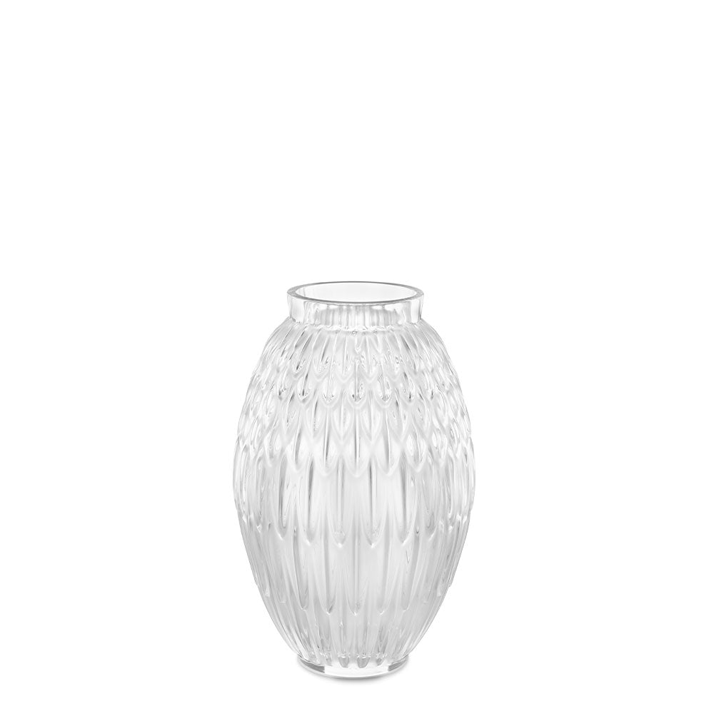 Lalique Plumes Vaso Cristallo Incolore Taglia M