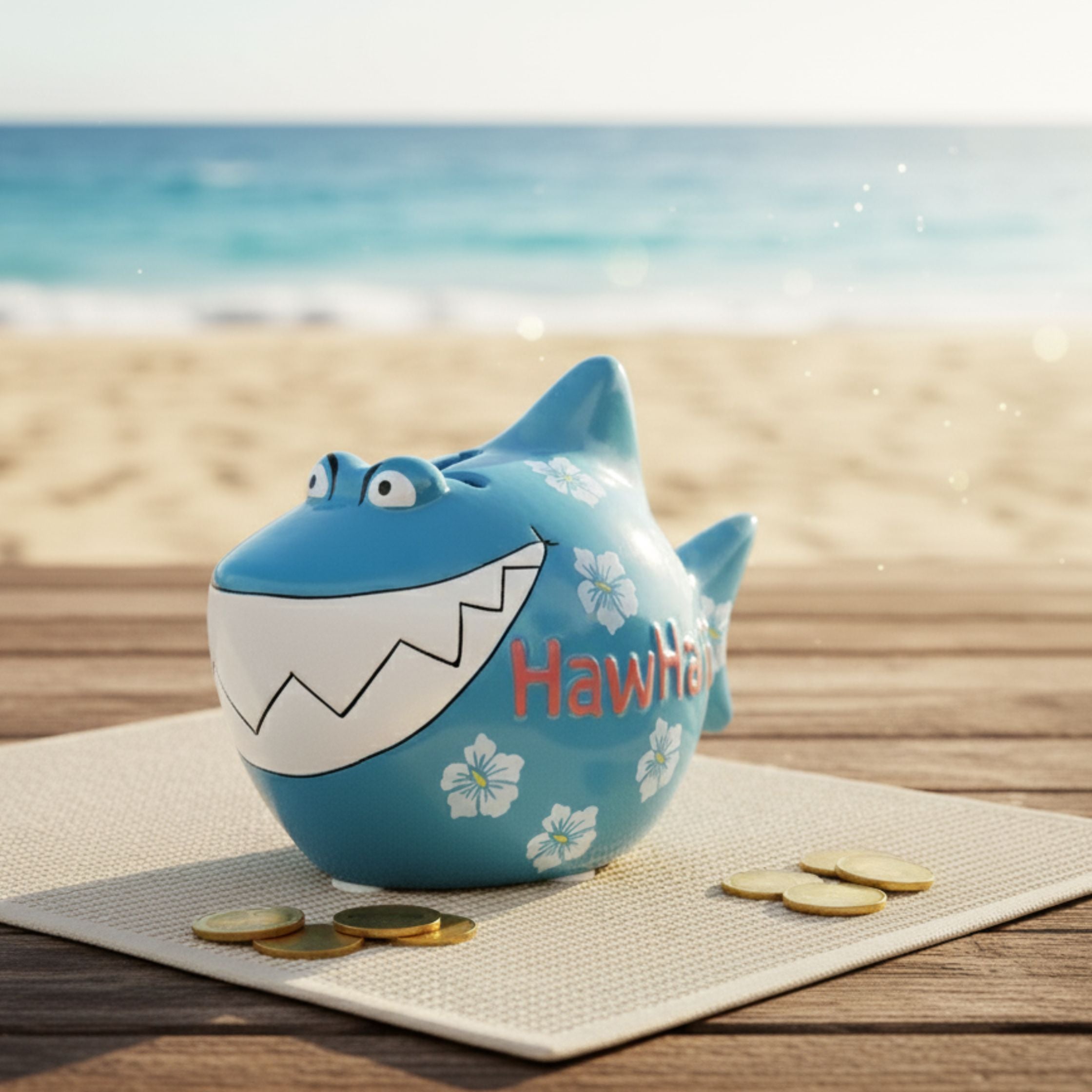 Sparschwein Company HawHaiii Squalo salvadanaio piccolo blu