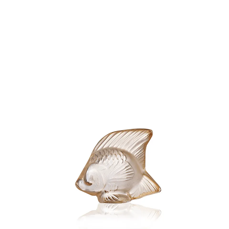 Lalique Fish scultura pesce cristallo S oro incolore