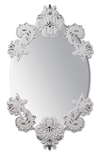 Lladró Accessori Decorativi Specchio ovale parete argento bianco porcellana
