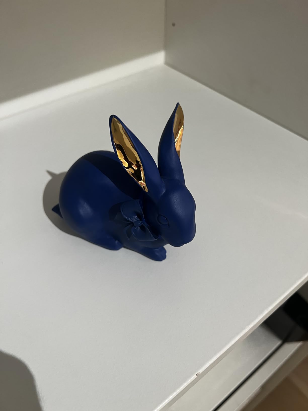 Lladró Coniglio litofania azzurro oro porcellana decorativa
