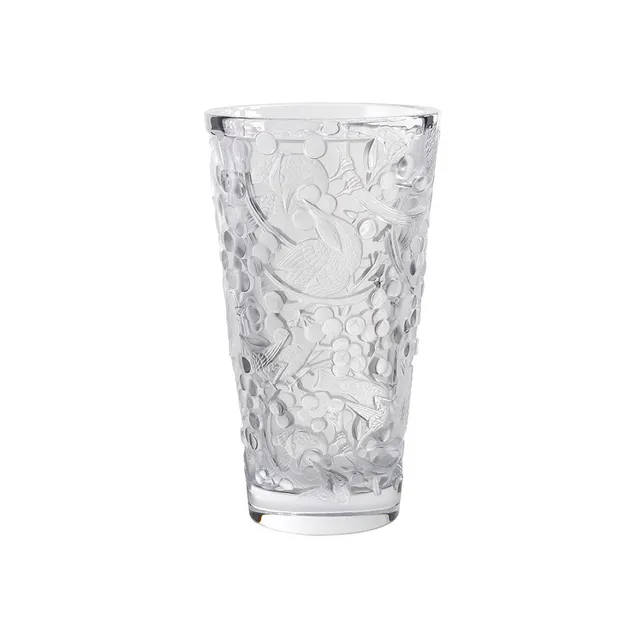 Lalique Merles et Raisins vaso grande cristallo taglia L