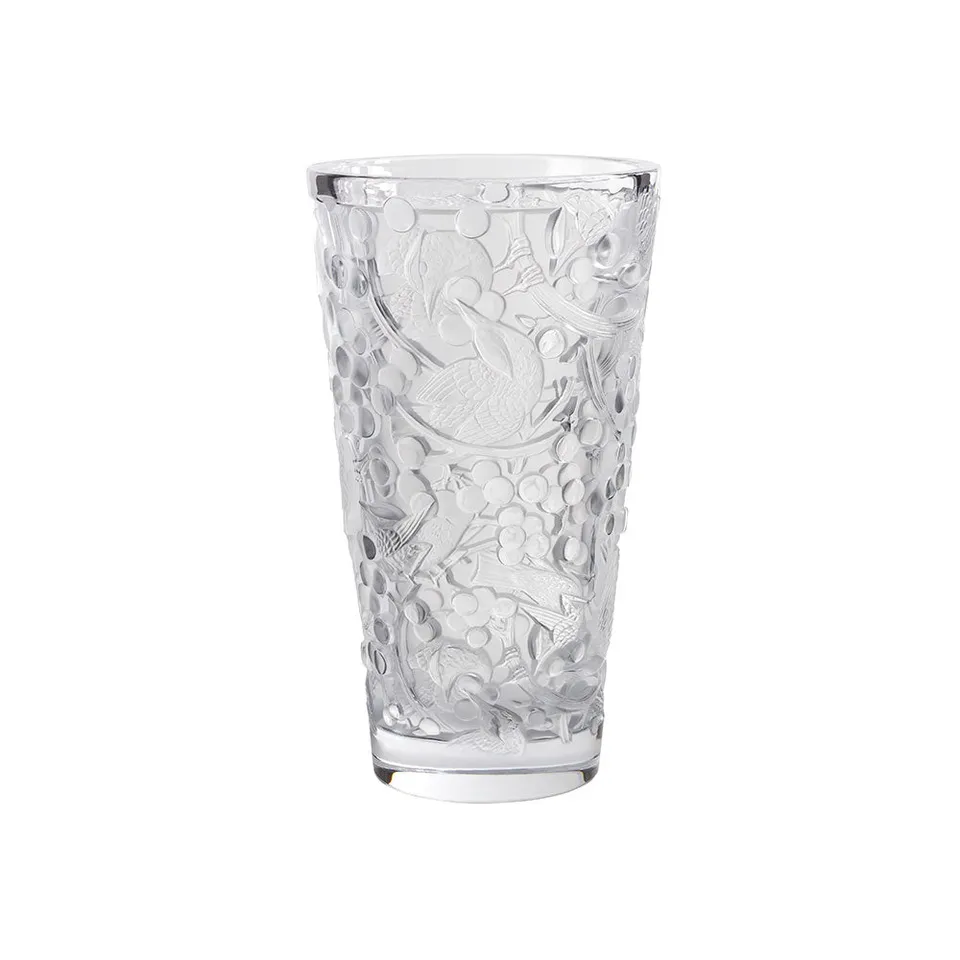 Lalique Merles et Raisins vaso grande cristallo taglia L