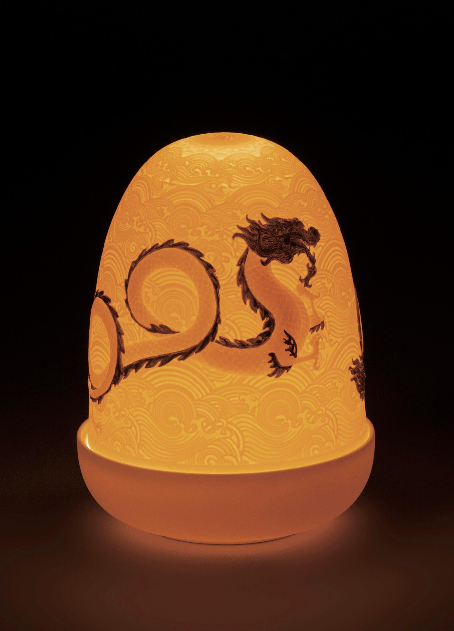 Lladró Dragons Dome lampada tavolo porcellana oro