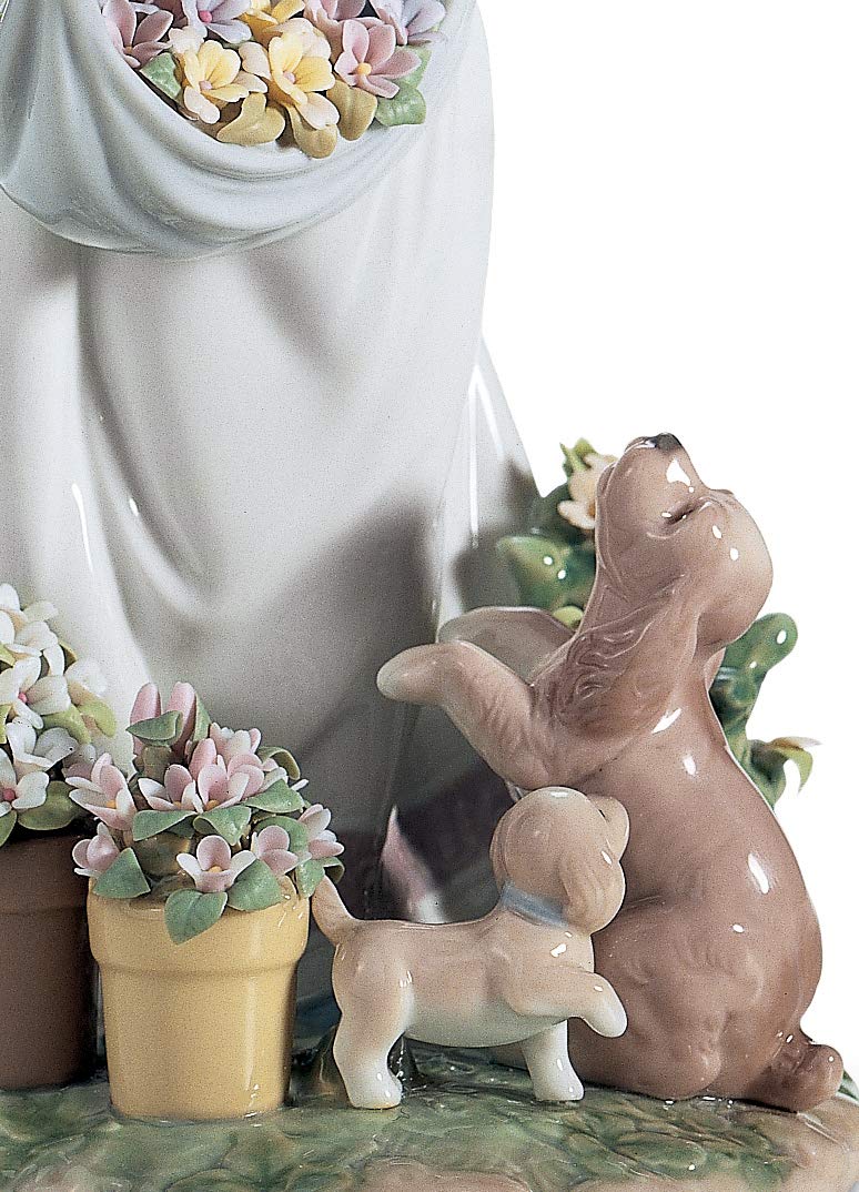 Lladró Sculture Coccole in Giardino figurina porcellana bimba fiori