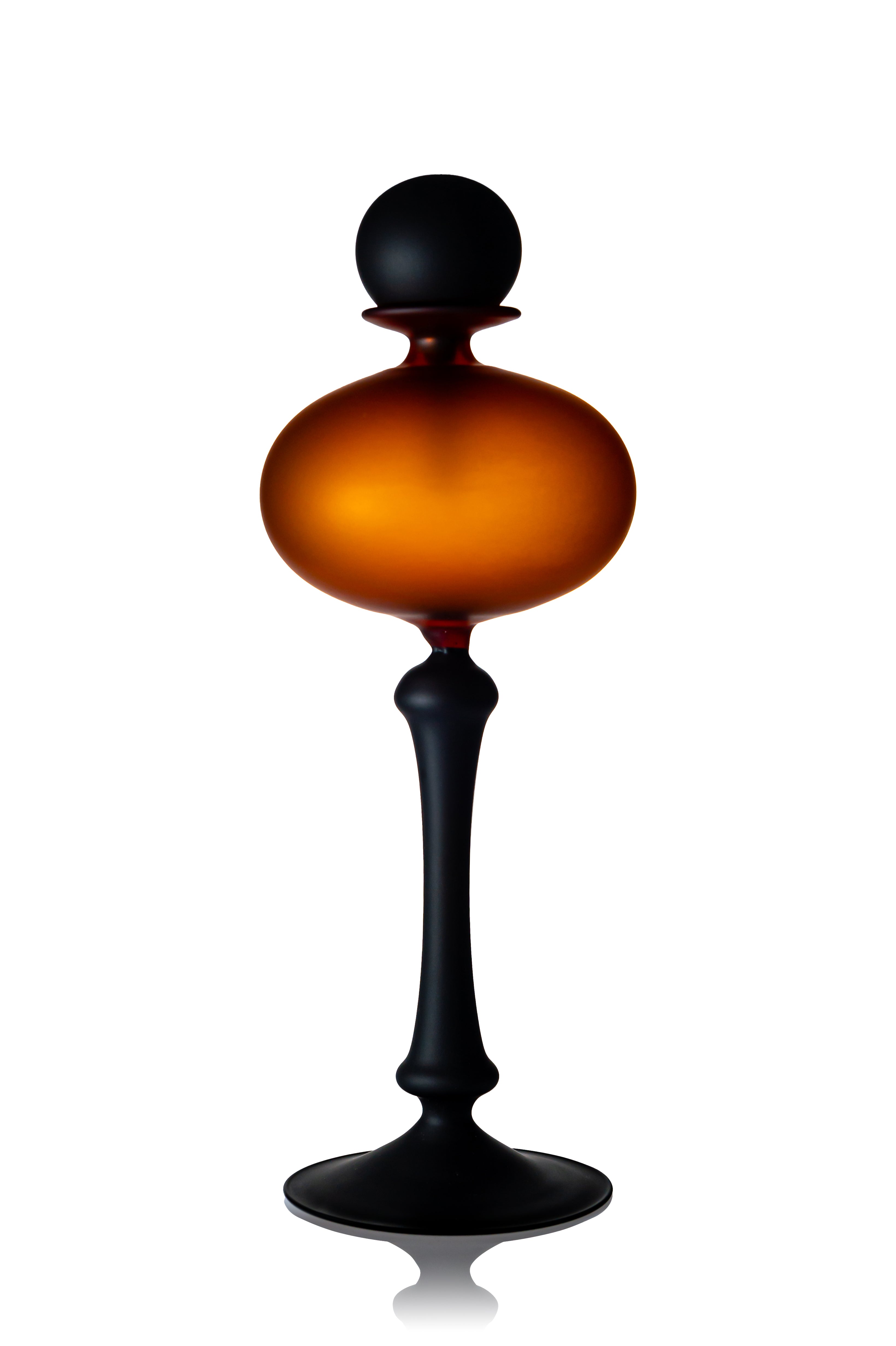 Vaporetto Mercante oggetto Murano arancione sabbiato 30 cm